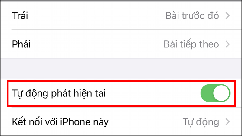 Điều chỉnh tính năng Tự động phát hiện tai